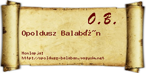 Opoldusz Balabán névjegykártya
